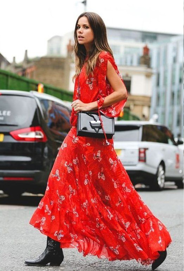 vestido vermelho com bota